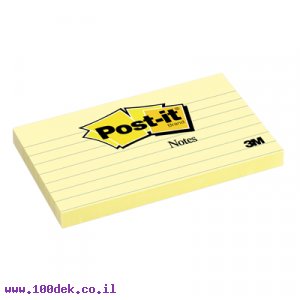 מזכרית דביקה Post-it צהוב - 76x127 מ"מ, שורות
