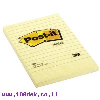 מזכרית דביקה Post-it צהוב - 102x152 מ"מ, שורות