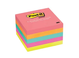 תמונה של מוצר מזכרית דביקה Post-it צבעוני זוהר - 76x76 מ"מ - 5 יחידות של 100 דפים