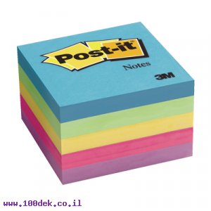 מזכרית דביקה Post-it צבעוני אולטרה - 76x76 מ"מ - 5 יחידות של 100 דפים