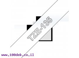תמונה של מוצר סרט סימון ברוחב 12 מ"מ Brother TZE-135 - לבן על רקע שקוף
