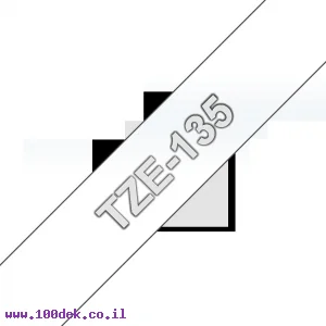 סרט סימון ברוחב 12 מ"מ Brother TZE-135 - לבן על רקע שקוף