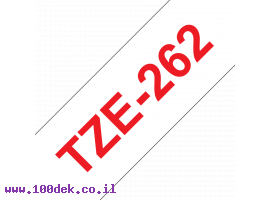 תמונה של מוצר סרט סימון ברוחב 36 מ"מ Brother TZE-262 - אדום על רקע לבן