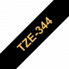 סרט סימון ברוחב 18 מ"מ Brother TZE-344 - זהב על רקע שחור