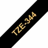 סרט סימון ברוחב 18 מ"מ Brother TZE-344 - זהב על רקע שחור