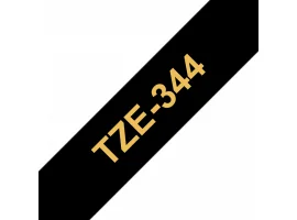 תמונה של מוצר סרט סימון ברוחב 18 מ"מ Brother TZE-344 - זהב על רקע שחור