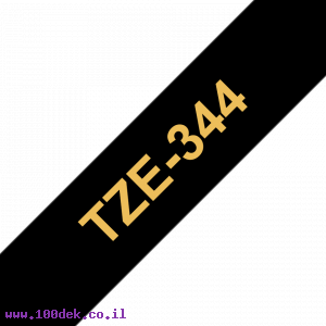 סרט סימון ברוחב 18 מ"מ Brother TZE-344 - זהב על רקע שחור