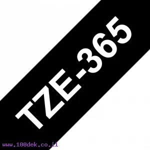 סרט סימון ברוחב 36 מ"מ Brother TZE-365 - לבן על רקע שחור
