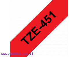 תמונה של מוצר סרט סימון ברוחב 24 מ"מ Brother TZE-451 - שחור על רקע אדום