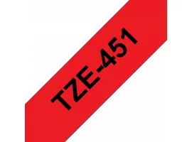 תמונה של מוצר סרט סימון ברוחב 24 מ"מ Brother TZE-451 - שחור על רקע אדום