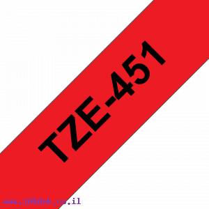סרט סימון ברוחב 24 מ"מ Brother TZE-451 - שחור על רקע אדום