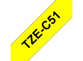 תמונה של מוצר סרט סימון ברוחב 24 מ"מ Brother TZE-C51 - שחור על רקע צהוב זוהר