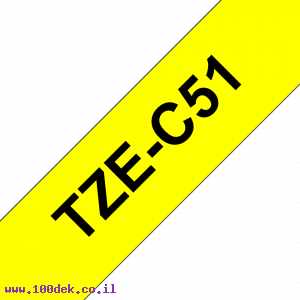 סרט סימון ברוחב 24 מ"מ Brother TZE-C51 - שחור על רקע צהוב זוהר