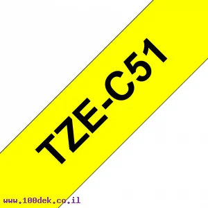 סרט סימון ברוחב 24 מ"מ Brother TZE-C51 - שחור על רקע צהוב זוהר