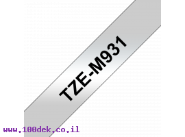 תמונה של מוצר סרט סימון ברוחב 12 מ"מ Brother TZE-M931 - שחור על רקע כסף מט