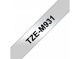 תמונה של מוצר סרט סימון ברוחב 12 מ"מ Brother TZE-M931 - שחור על רקע כסף מט