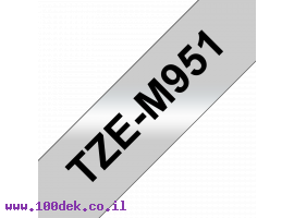 תמונה של מוצר סרט סימון ברוחב 24 מ"מ Brother TZE-M951 - שחור על רקע כסף מט
