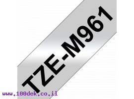 תמונה של מוצר סרט סימון ברוחב 36 מ"מ Brother TZE-M961 - שחור על רקע כסף מט
