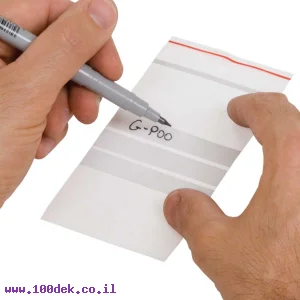 שקית פסגור 7x10 ס"מ עם פס כתיבה לבן, 100 יחידות