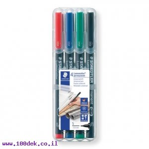 טוש לא מחיק STAEDTLER Lumocolor (S) 313 - עובי 0.4 מ"מ - ערכה של 4 צבעים
