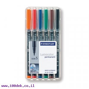 טוש לא מחיק STAEDTLER Lumocolor (S) 313 - עובי 0.4 מ"מ - ערכה של 6 צבעים