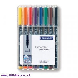 טוש לא מחיק STAEDTLER Lumocolor (S) 313 - עובי 0.4 מ"מ - ערכה של 8 צבעים