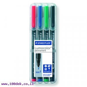 טוש לא מחיק STAEDTLER Lumocolor (F) 318 - עובי 0.6 מ"מ - ערכה של 4 צבעים