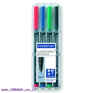 טוש לא מחיק STAEDTLER Lumocolor (F) 318 - עובי 0.6 מ"מ - ערכה של 4 צבעים