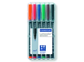 תמונה של מוצר טוש לא מחיק STAEDTLER Lumocolor (F) 318 - עובי 0.6 מ"מ - ערכה של 6 צבעים