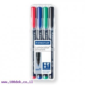 טוש לא מחיק STAEDTLER Lumocolor (M) 317 - עובי 1 מ"מ - ערכה של 4 צבעים
