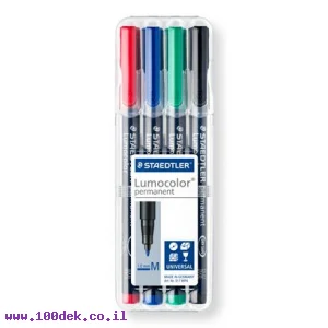 טוש לא מחיק STAEDTLER Lumocolor (M) 317 - עובי 1 מ"מ - ערכה של 4 צבעים