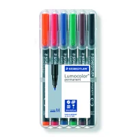טוש לא מחיק STAEDTLER Lumocolor (M) 317 - עובי 1 מ"מ - ערכה של 6 צבעים