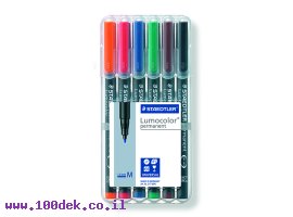 תמונה של מוצר טוש לא מחיק STAEDTLER Lumocolor (M) 317 - עובי 1 מ"מ - ערכה של 6 צבעים