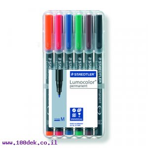 טוש לא מחיק STAEDTLER Lumocolor (M) 317 - עובי 1 מ"מ - ערכה של 6 צבעים