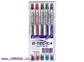 תמונה של מוצר עט ג'ל פיילוט Pilot G-TEC-C4 - עובי 0.4 מ"מ - ערכה של 5 צבעים