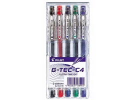 תמונה של מוצר עט ג'ל פיילוט Pilot G-TEC-C4 - עובי 0.4 מ"מ - ערכה של 5 צבעים